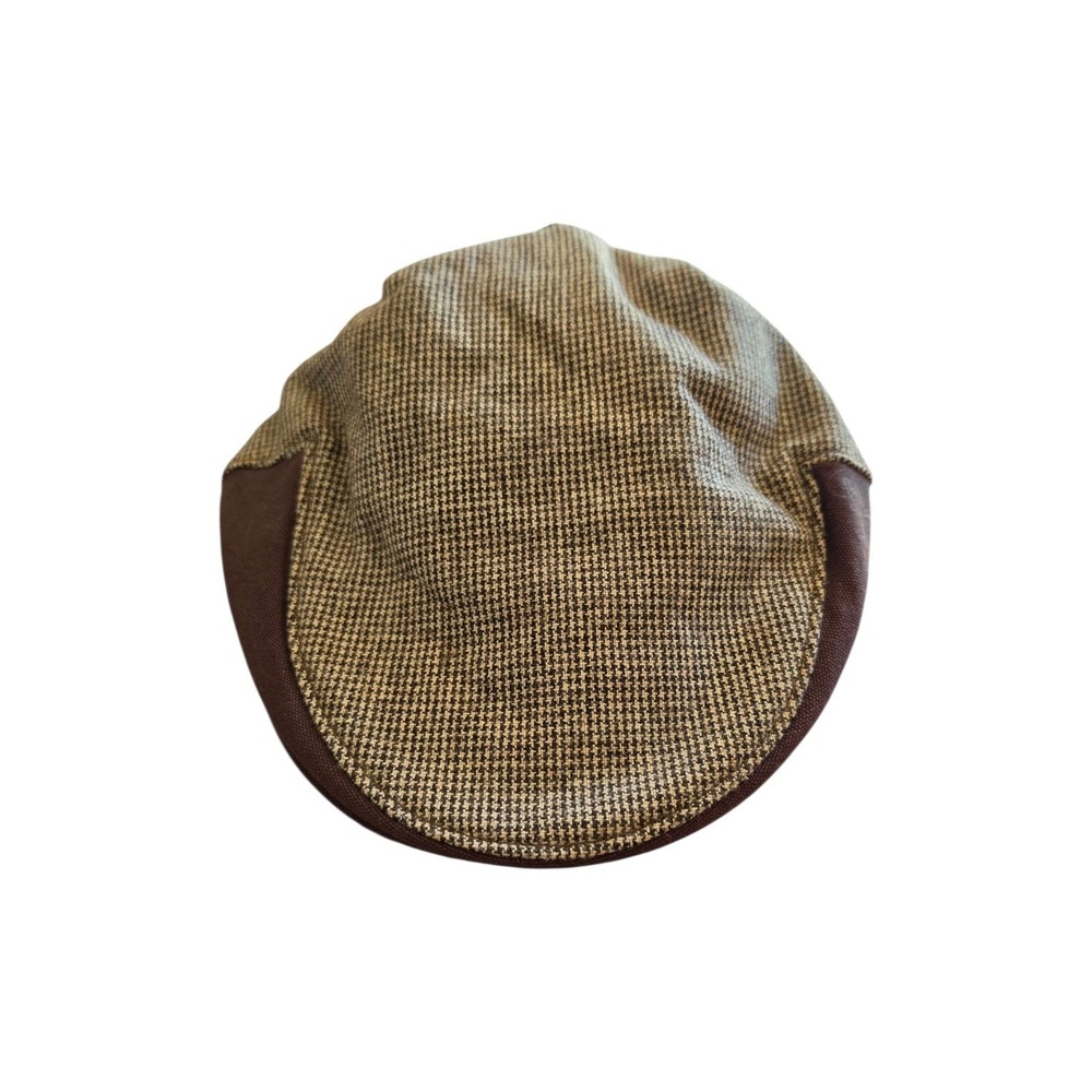 Goorin Bros Leather Tweed Brown Preppy British Aristocrat‎ Flatcap Hat sz S